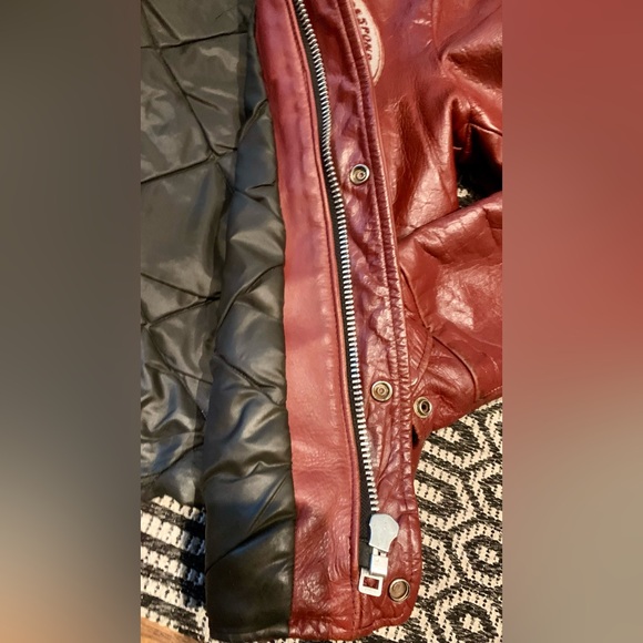 Vintage Varsity leather jacket Canada Sportswear EMT patch Red - Picture 6 of 16